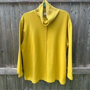 Bryn Walker Made in USA Mustard Gold Long Sleeve Cowl Neck Sweatshirt